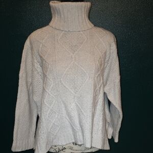 Aerie Cream Cable Knit Turtleneck Sweater